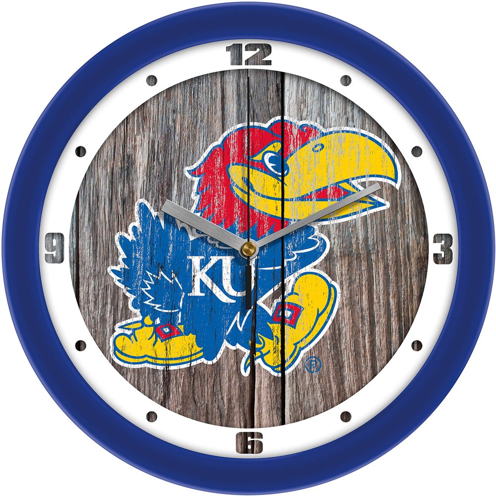 SunTime Kansas Jayhawk - Weathered Wood Wall Clock