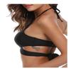 SHEKINI Womens Push Up Bikini Top Halter Bandage Bathing Suits Tops Criss Cross Swimsuits Top Only (Manhattan Black - Top, Small) view 4