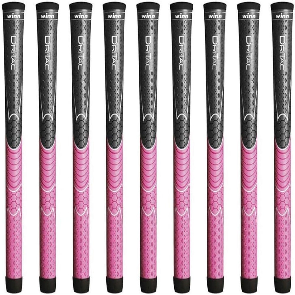 Winn Dri-Tac Undersize Gray/Pink - 9 Piece Golf Grip Bundle