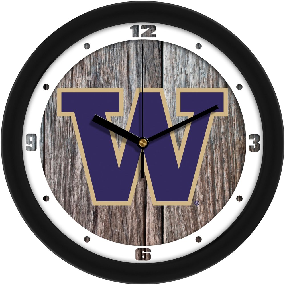 SunTime Washington Huskies - Weathered Wood Wall Clock
