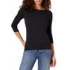 Amazon Essentials Women's Slim-Fit 3/4 Sleeve Boat Neck T-Shirt, Black, X-Large view 1
