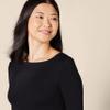 Amazon Essentials Women's Slim-Fit 3/4 Sleeve Boat Neck T-Shirt, Black, X-Large view 4