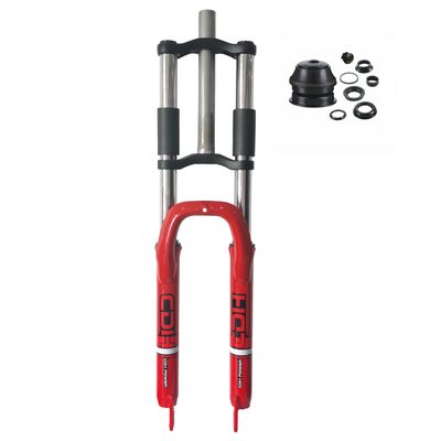 DONSP1986 Bike Suspension Fork 26" and 1 1/8" Headset Combo,Disc Brake,Red,Bike Fork/Bicycle Forks