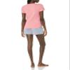 Amazon Essentials Women's Poplin Short and Sleep Tee Set, Blue Pink Floral, Large view 2