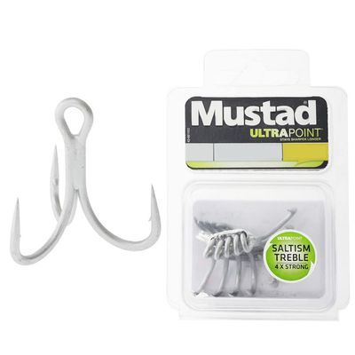 Mustad Inline 4 EX Strong Treble 2/0 Hooks - Silver