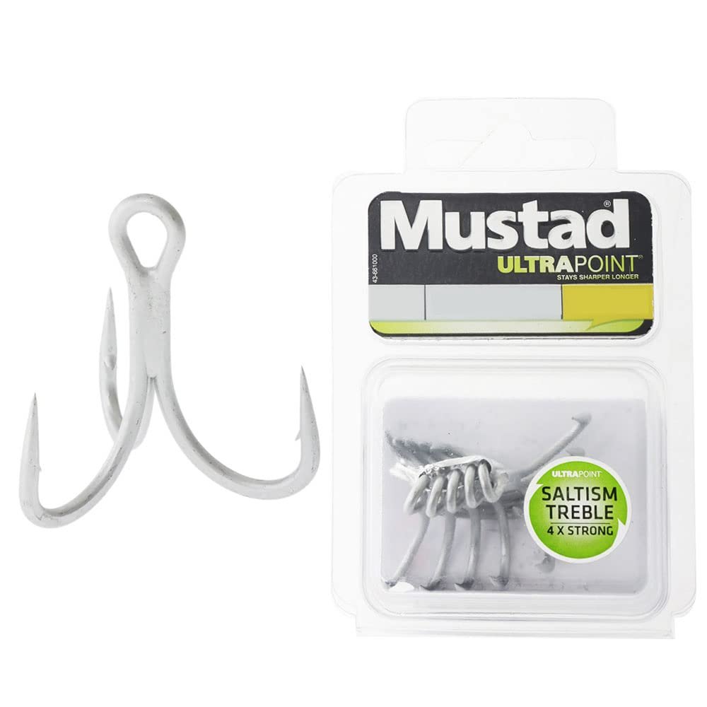 Mustad Inline 4 EX Strong Treble 2/0 Hooks - Silver