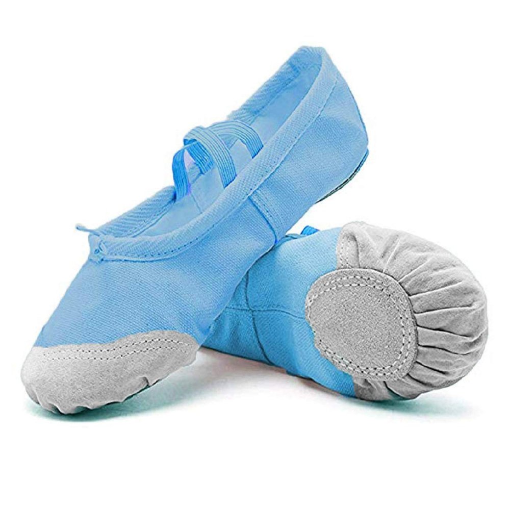 DoGeek Ballet Shoes for Girls Practise Ballet Slipper Dance Shoe Canvas Split Sole Ballet Shoes for Women Kids Toddlers(Blue)