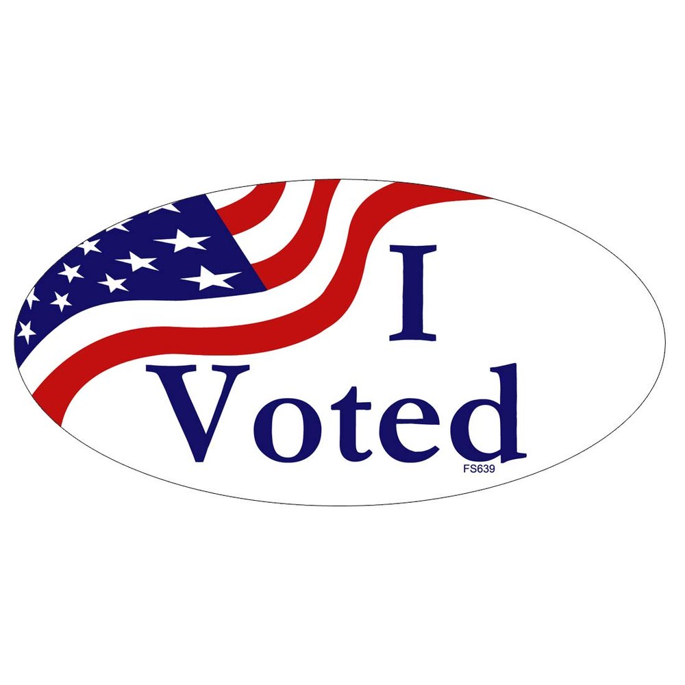 I Voted Oval Stickers 5in x 2.5in - 25 Pack