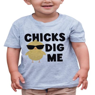 7 ate 9 Apparel Chicks Dig Me! Boy's Novelty Easter Tshirt 5/6T Blue and Green