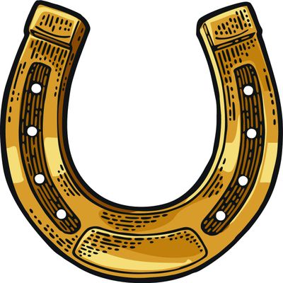 Simple Vintage Cowboy Wild West Element Cartoon Art Vinyl Sticker (12" Tall, Horse Shoe)