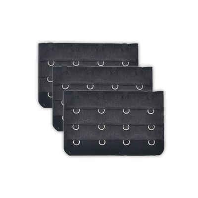 BCRoom Cotton Women Ladies 4 Hooks Bra Strap Extension Underwear Buckle Soft Comfortable 3 pcs Black