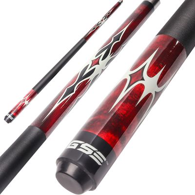 GSE Games & Sports Expert 58" 2-Piece Canadian Maple Hardwood Billiard Pool Cue Sticks for Men/Women, Great for House or Commercial/Bar Use (Red, 21 Oz)