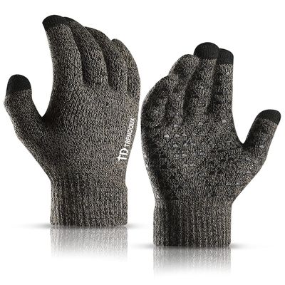 TRENDOUX Winter Gloves, Knit Touch Screen Glove Men Women Texting Smartphone Driving - Anti-Slip - Elastic Cuff - Thermal Soft Lining - Hands Warm in Cold Weather - Gray - M