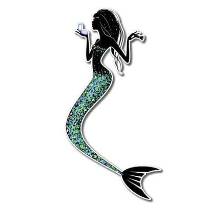 Mermaid Pretty Vinyl Sticker - Car Phone Helmet Bumper Sticker Decal
