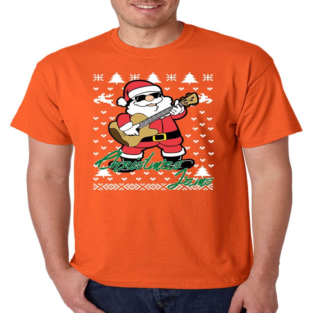 ALLNTRENDS Men's T Shirt Christmas Jams Ugly Xmas Cute Trendy (3XL, Orange)