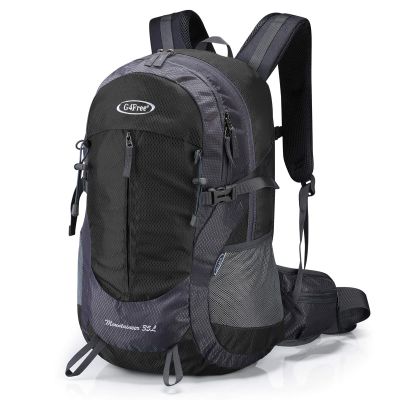 G4Free 35L Hiking Backpack Water Resistant Outdoor Sports Travel Daypack Lightweight with Rain Cover for Women Men (Black)