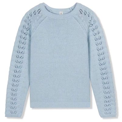Kid Nation Girls Sweaters for Teen Girls Toddler Girl Cute Knit Crewneck Pullover Light Blue Size 5-6 Years