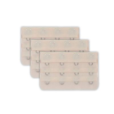 BCRoom Cotton Women Ladies 4 Hooks Bra Strap Extension Underwear Buckle Soft Comfortable 3 pcs Skin Color