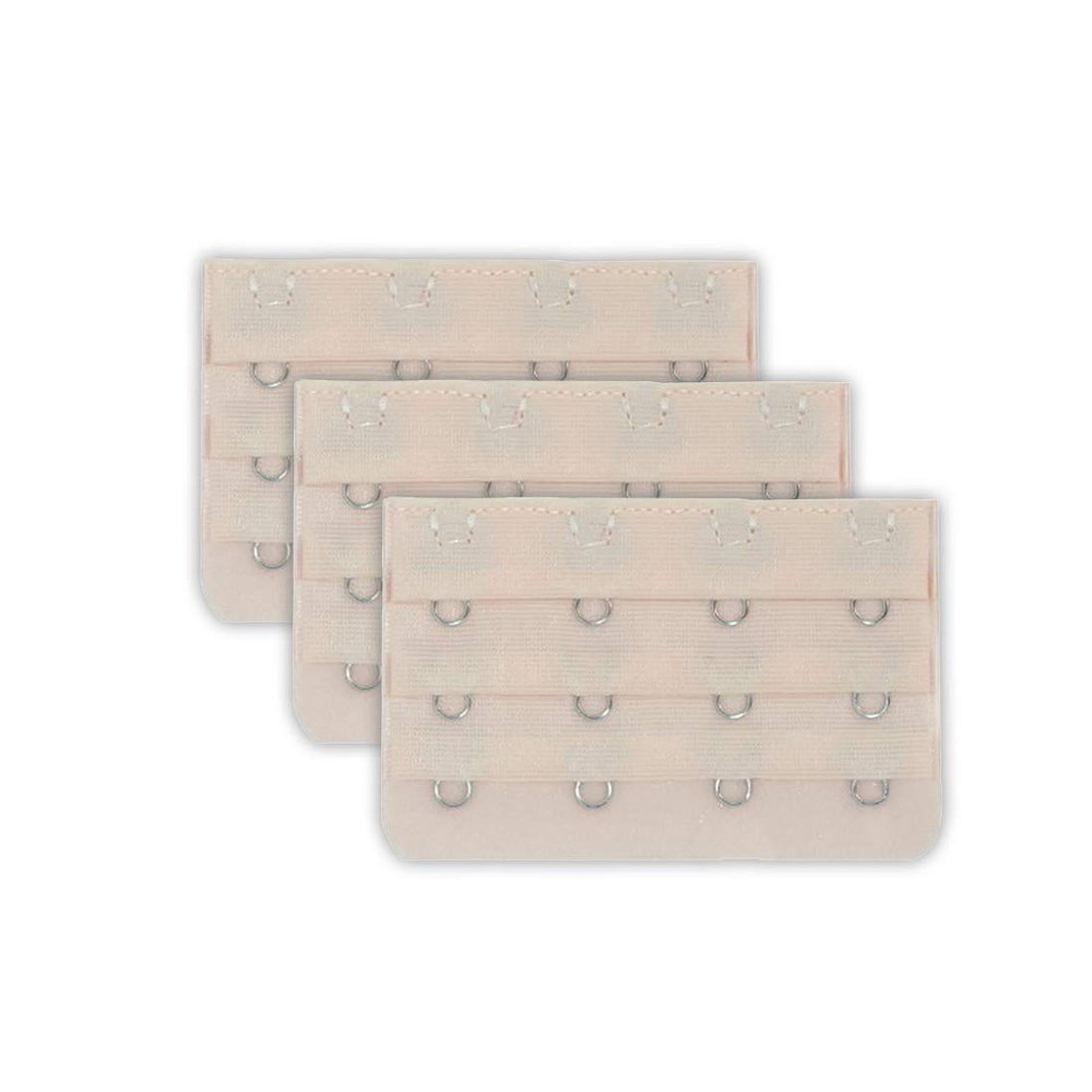 BCRoom Cotton Women Ladies 4 Hooks Bra Strap Extension Underwear Buckle Soft Comfortable 3 pcs Skin Color