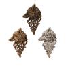 2Pcs Fashion Animal Dire Wolf Head Coyote Antique Lapel Brooch Pin Badge Men's Suits Buckle Neckwear Accessories-Bronze/Silver view 1