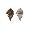 2Pcs Fashion Animal Dire Wolf Head Coyote Antique Lapel Brooch Pin Badge Men's Suits Buckle Neckwear Accessories-Bronze/Silver view 2