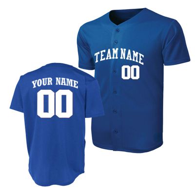 Custom Baseball Jersey - Front & Back/Name & Number (Royal Blue, XXXX-Large)