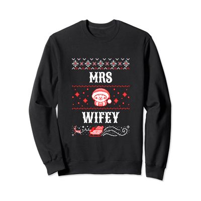 Ugly Christmas Sweater Mrs Wifey Funny Xmas Gift for Wife
