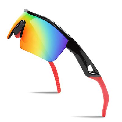 FEISEDY Kids Teens Baseball Polarized Sunglasses Sports TR90 Frame Boys Girls Cycling B2454 Black/Red