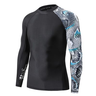 HUGE SPORTS Men's Splice UV Sun Protection UPF 50+ Skins Rash Guard Long Sleeves (Snake Scale, L)