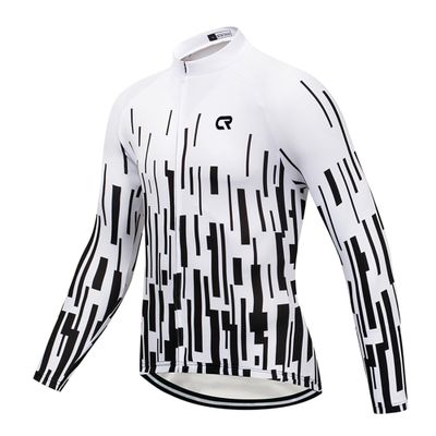 Coconut Ropamo CR Men's Long Sleeve Cycling Jersey with Zipper Pockets Bike Shirt Cycle Clothing Quick Dry Breathable (M, Black Stripe)