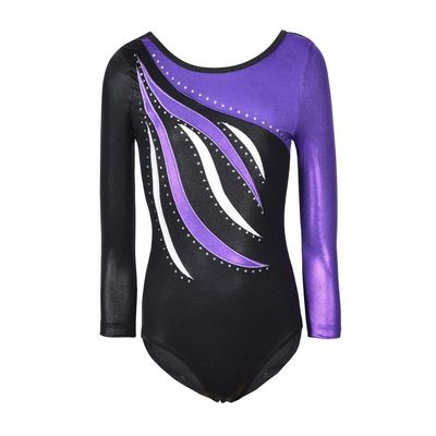 ESHOO Gymnastics Leotards for Girls, One-Piece Striped Gymnastics Ballet Leotards with Shinning Diamond Embroidered
