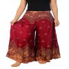 Lannaclothesdesign Palazzo Pants for Women Wide Leg Boho Harem Yoga Pants S M L XL Sizes(L, Burgundy Peacock Flower, Length 41 inches) view 1