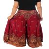 Lannaclothesdesign Palazzo Pants for Women Wide Leg Boho Harem Yoga Pants S M L XL Sizes(L, Burgundy Peacock Flower, Length 41 inches) view 2