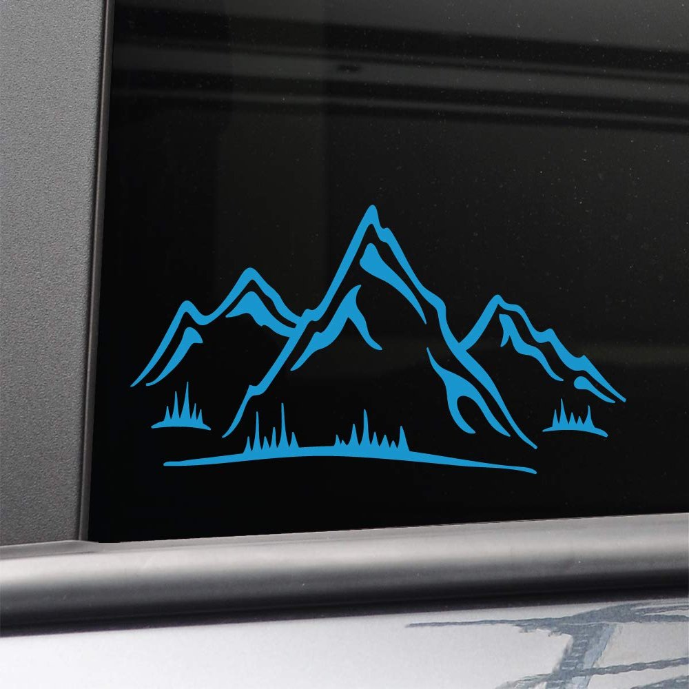 Nashville Decals Mountains Silhouette Vinyl Decal Laptop Car Truck Bumper Window Sticker, 8" x 3.5", Blue