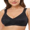 Wingslove Women's Full Coverage Non Padded Comfort Minimizer Wire-Free Bra Plus Size(Black,42H) view 1