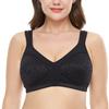 Wingslove Women's Full Coverage Non Padded Comfort Minimizer Wire-Free Bra Plus Size(Black,42H) view 3