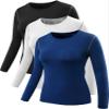 NELEUS Women's 3 Pack Dry Fit Athletic Compression Long Sleeve T Shirt,Black,Blue,White,2XL,EU 3XL view 1