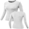 NELEUS Women's 3 Pack Dry Fit Athletic Compression Long Sleeve T Shirt,Black,Blue,White,2XL,EU 3XL view 4