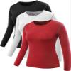 NELEUS Women's 3 Pack Dry Fit Athletic Compression Long Sleeve T Shirt,Black,Red,White,2XL,EU 3XL view 1