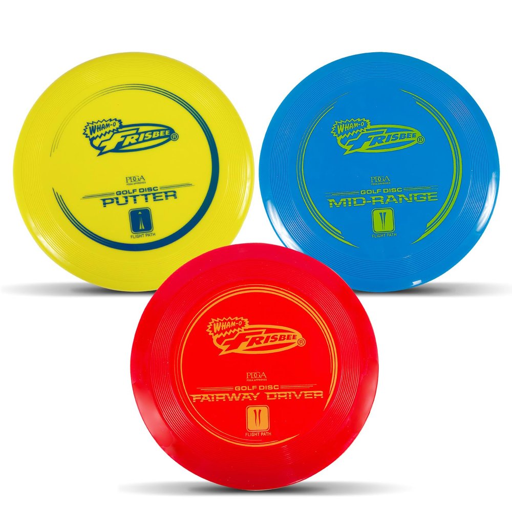 Wham-O Frisbee Disc Golf Set Includes Driver, Mid-Range & Putter, PDGA Approved Golf Disc Toss Game Set 3 Pack Outdoor Disc Game for Recreation Play Backyard Beach Park Tailgates