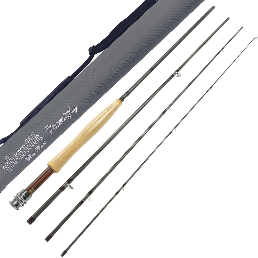 Aventik TroutFly Series Fly Fishing Rod, Carbon Fiber Ultra-Fast Action, Ultra-Portable 4-Piece Trout Rod with Cordura Rod Tube, 9/96/10, LW49 Options (9'0'' LW4)