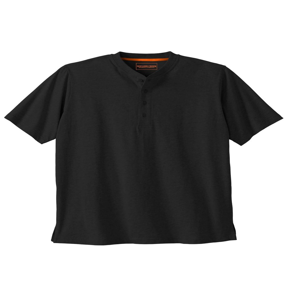 Boulder Creek by Kingsize Men's Big & Tall Heavyweight Short-Sleeve Henley Shirt - 5XL, Black