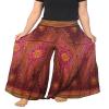 Lannaclothesdesign Palazzo Pants for Women Wide Leg Boho Harem Yoga Pants S M L XL Sizes(XL, Burgundy Flower Eye, Length 39 inches) view 1