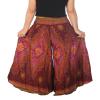 Lannaclothesdesign Palazzo Pants for Women Wide Leg Boho Harem Yoga Pants S M L XL Sizes(XL, Burgundy Flower Eye, Length 39 inches) view 2