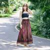 Lannaclothesdesign Palazzo Pants for Women Wide Leg Boho Harem Yoga Pants S M L XL Sizes(XL, Burgundy Flower Eye, Length 39 inches) view 3