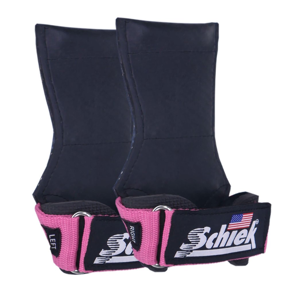 Schiek Sports 1900 Ultimate Hand Grip - 9 mm Thick Neoprene Grips for Weight Lifting - Ultra Durable Non Slip Secure Grip (Pink, Large)