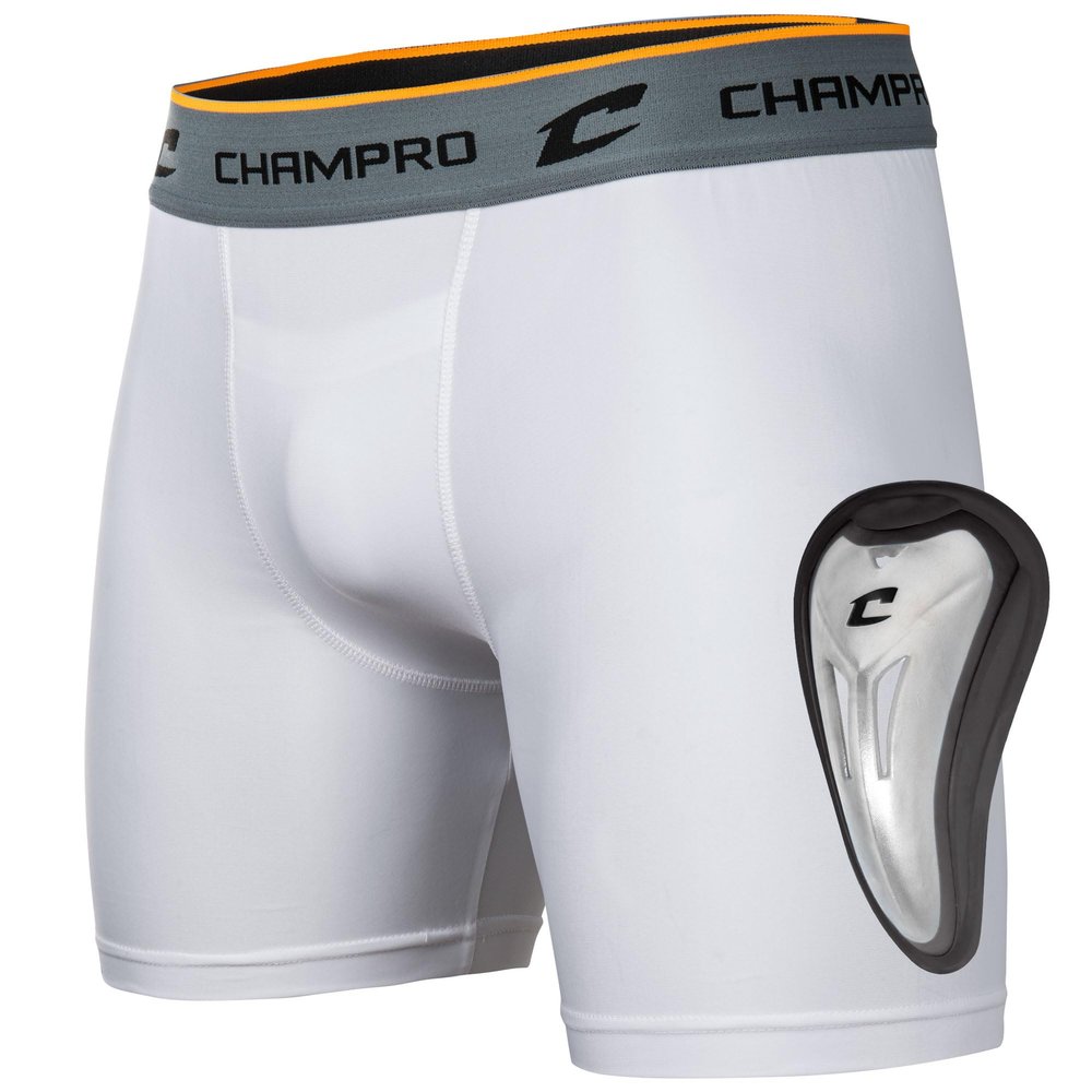 Champro Compression Boxer Short with Cup - Polyester/Spandex, Youth X-Small, White, BPS14YCWXS