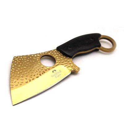 Snake Eye Tactical Heavy Duty Fixed Blade Cleaver Razor Style Hunting Knife w/Nylon Sheath (Gold)
