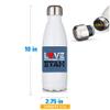 Premium White 17oz Double Walled Insulated Cola-Shaped Stainless Water Bottle/Love is Stronger than Hate view 1