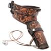 38/357 Caliber Western Leather Gun Holster & Belt - Cowboy Style Single Drop Rig Standard Barrel - Authentic Handmade Hand Tooled (Brown, 52) view 1